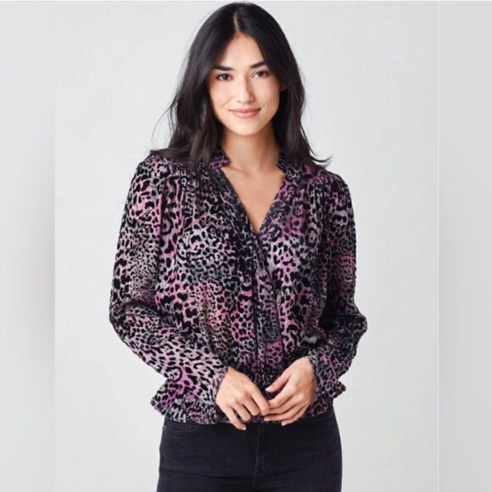 Zadig & Voltaire Tori Burnout Velvet‎ Top Animal-Print Blouse